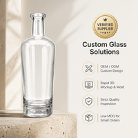 Bouteilles à spiritueux en verre haut de gamme de 500 ml et 700 ml, en verre silex de haute qualité, avec bouchons en liège, emballage personnalisable, pour whisky et vodka