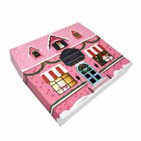 Boîte de calendrier de l'avent en forme de maison Leabon, rose, boîte cadeau de Noël, logo personnalisé, carton, vente en gros, usine avec service OEM et ODM