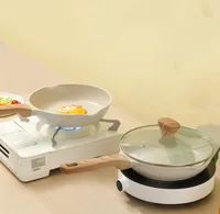 Гранитная жареная сковорода с крышкой глубокой для жарки на индукционной плите