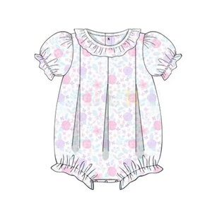 Vestido Casual de Algodón y Spandex Transpirable con Volantes para Niñas, Estilo Boutique, con Estampado Floral, para Combinar con Vestidos de Burbuja para Bebés y Hermanas, en Tejido de Lana Peinada - Product Image 2