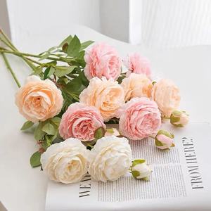 ดอกโบตั๋น3หัว <span class=keywords><strong>Ranunculus</strong></span> <span class=keywords><strong>asiaticus</strong></span> ดอกไม้ประดิษฐ์สำหรับตกแต่งบ้านงานแต่งงาน - Product Image 2