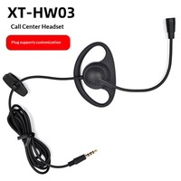 Headset Call Center Open-Ear Berkabel dengan Antarmuka 3.5mm Earphone Earbuds untuk Guru, Siswa, dan Pemandu