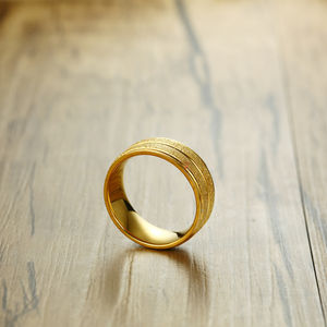 Fashion Jewlery Accessory 8mm <strong>Titanium</strong> Frosted <strong>Ring</strong> Stainless Steel <strong>Men's</strong> Gold <strong>Rings</strong> - Product Image 1