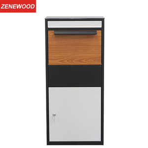 Outdoor Galvanized Steel Delivery Parcel Box Powder Coating Standing Drop Box Parcel Box With Wood Grain Painting
