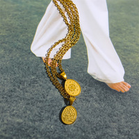Collier avec pendentif rétro en forme de cercle de tarot en acier inoxydable plaqué or Collier avec pendentif unique soleil lune étoile pour filles