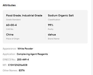 EDTA de Grado Alimenticio, Ácido Etilendiamintetraacético Disódico 2Na, Estabilizador, Conservante, Materia Prima Química - Product Image 6