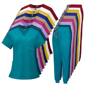 Couleurs personnalisées unisexe réutilisable multicolore hôpital Scrubs ensembles uniformes d'infirmière avec logo tissé imprimé directement de l'usine d'approvisionnement - Product Image 4
