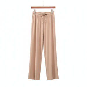 Pantalon ample grande taille formel imperméable écologique coupe bootcut taille haute motif uni polyester femme été long livraison rapide - Product Image 1
