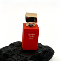 Flacon de parfum en velours premium 50 ml 100 ml rouge rose, design luxueux personnalisé, flacon de parfum avec bouchon en alliage de zinc en forme de couronne