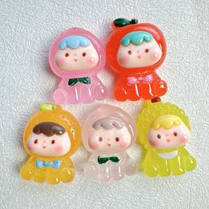 Coque de téléphone DIY en résine brillante et lumineuse à motif de fruits et de dessins animés pour bébé, accessoires pour cheveux, épingles à cheveux, accessoires en résine - Product Image 4