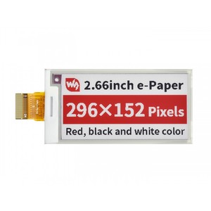จอแสดงผล E-Ink ขนาด 2.66 นิ้ว (B) ความละเอียด 296x152 สีแดง / ดำ / ขาว, แบบ SPI, ไม่มี PCB - Product Image 1