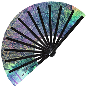 Quạt Gấp Phát Sáng UV Bằng Tre 13 Inch 33Cm Quạt Rave Lễ Hội Quạt Đồ Họa Đam Mê - Product Image 6