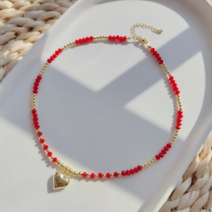Kkhandmade el yapımı kristal kolye gerdanlık bohem tarzı kalp kolye boncuk çiçek desen ile kadın moda parti hediye için - Product Image 4