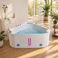 Bañera de Hidromasaje Moderna de Acrílico Negro, Independiente, con Jets de Masaje, Desagüe y Grifo