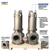 Pompe submersible industrielle en acier inoxydable pour l'évacuation des eaux usées et des eaux boueuses