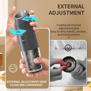 New ABS Plastic Salt & <b>Pepper</b> <b>Grinder</b> Set with Rechargeable Charging Base LED 6 Adjustable Coarseness Gravity Gift Set - Product Image 3