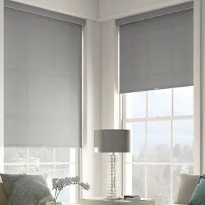 Persianas opacas de control eléctrico inteligente, persianas de ventana para el hogar, cortinas de ventana de tela solar, persianas enrollables horizontales negras para dormitorio