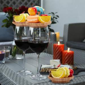 JQ Vente en gros Verre à vin Charcuterie Topper <span class=keywords><strong>Mini</strong></span> planches en bois de bambou et assiettes à apéritif avec porte-verre - Product Image 6