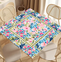 Tapis de Mahjong en caoutchouc floral aquarelle, grand tapis de jeu carré antidérapant 800x800mm