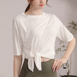 Camiseta Deportiva de Manga Corta, Holgada, Ligera, Transpirable, de Secado Rápido, de Malla Elástica/Poliéster, para Correr, Gimnasio, Yoga - Product Image 1