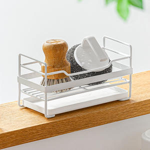 Égouttoir à éponges de cuisine en fer forgé peint, carré, avec plateau, multi-usages, portable, sans installation - Product Image 5