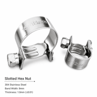 Prix d'usine – Mini-colliers de serrage en acier inoxydable 304 avec écrou hexagonal fendu de 9 mm de large pour conduites de carburant de systèmes moteur