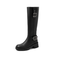 Bottes d'hiver à bout rond et à fermeture éclair, décorées de boucles, pour l'équitation