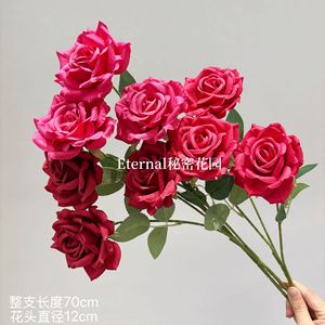 ดอกกุหลาบประดิษฐ์ซีเคร็ทการ์เดน สามหัว สีขาว รูปหัวใจ โฟม สำหรับตกแต่งงานแต่งงาน - Product Image 4