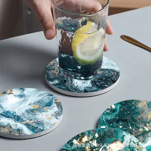 Goud Marmer Absorberende Coaster Kurk Terug Custom Blank Art Nordic Onderzetters Set Houder Keramische Coaster