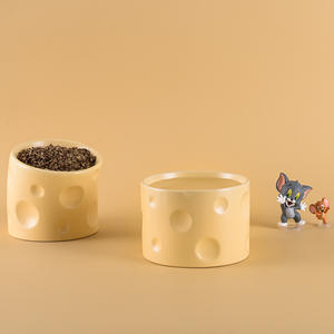 Eco-Friendly Em Forma De Queijo Cerâmica <span class=keywords><strong>Pet</strong></span> <span class=keywords><strong>Bowl</strong></span> Coluna Cervical para Gato Cão Beber Grão <span class=keywords><strong>Pet</strong></span> Supplies - Product Image 1
