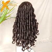Perruque Synthétique X-TRESS Glueless 4*6 Lace Front Boucles Françaises Ondulée Frisée Rebelle Couleur Naturelle en Gros pour Femme