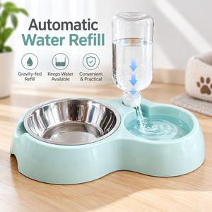 2- In-1 Pet Feeding <strong>Set</strong> Stainless Steel <strong>Bowl</strong> Automatic Water Dispenser Pet Feeding <strong>Bowl</strong> <strong>Set</strong> for <strong>Dog</strong> and Cat - Product Image 4