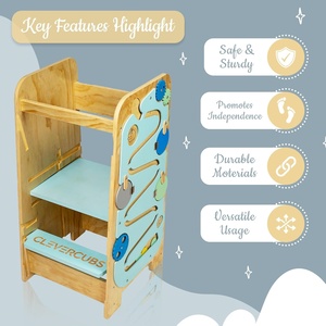 Taburete de cocina multiusos para niños pequeños <span class=keywords><strong>Pikler</strong></span>, almohadillas de fieltro antideslizantes para torre de actividades de madera de altura ajustable todo en uno - Product Image 5