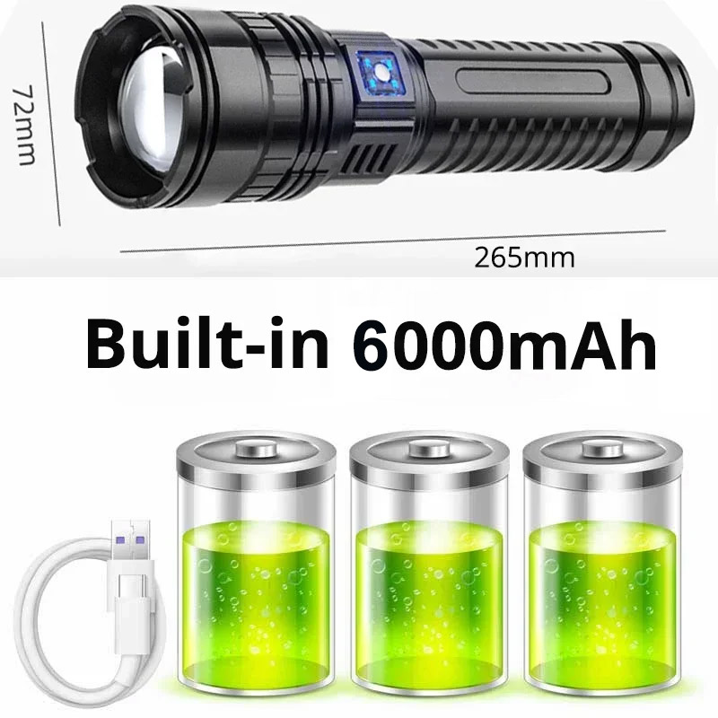 Lampe de poche avec 3*18650 batterie