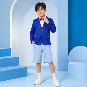 Disfraz de Detective <span class=keywords><strong>Conan</strong></span> para <span class=keywords><strong>Halloween</strong></span>, Conjunto de Disfraz con Blazer Azul y Corbata de Moño Roja de Poliéster para Adultos - Product Image 1