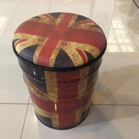 Tabouret de Bar en fer et métal d'huile, style rétro américain, avec baril de peinture, Route 66 1946 Logo, pour Table basse ou café, rangement rond
