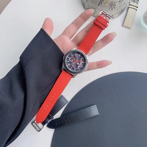 Correa de reloj de piel de becerro de 22 mm para Samsung Galaxy <span class=keywords><strong>Watch</strong></span> 4 <span class=keywords><strong>5</strong></span>, correas de reloj Single Tour para <span class=keywords><strong>Gear</strong></span> S3 con pasador de liberación rápida - Product Image 5