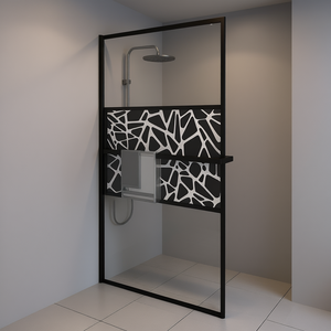 Walk In Shower Wall 45.3x76.8 In ESG Glass Aluminum <b>Frame</b> With Shelf Model D0100H7UZQT - Product Image 2