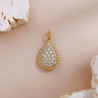 Pendentif élégant en or jaune 18 carats avec diamant de laboratoire, bord perlé vintage, entièrement serti de diamants, coupe brillante lumineuse, unisexe