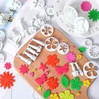 Lot de moules de cuisson en silicone et plastique pour pâtisseries - Emporte-pièces à piston pour fondant, outils à gâteaux, moules à biscuits DIY