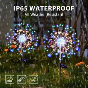 Waterproof IP65 Indoor Solar Firework String <b>Lights</b> with Multicolor <b>LEDs</b> Dimmable 65cm Length Modern Christmas Party Decorations - Product Image 3