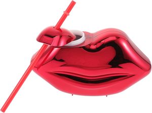 20 Oz Plastic Red Lip Shape Disco Cup <strong>with</strong> Straw And Lid For Party And Events
