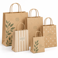 Sac en papier kraft personnalisé ECO avec poignée en corde torsadée, tailles assorties pour l'emballage de cadeaux, vente en gros