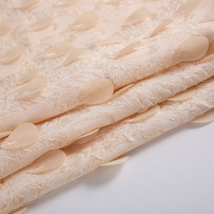 Tissu en mousseline de soie brodée 3D, nouveau Design, bon marché, rose, en crêpe pour robe de fille, vente en gros - Product Image 5
