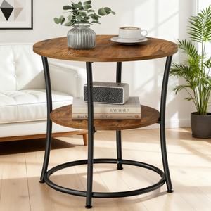 European Double-layer <strong>Round</strong> Coffee <strong>Table</strong> Multi-purpose Storage Rack for Living Room Sofa <strong>Side</strong> <strong>Table</strong> - Product Image 5