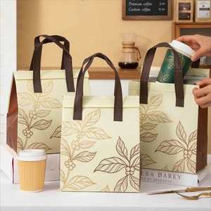 Custom Logo Printed Cooler Bag Non-Woven Take Away Carrier for Restaurant <b>BBQ</b> Hot Food Coffee Milk Tea with Stylish Design - Product Image 1