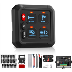 4 Gang Universal Combination Switch Screentouch <b>RGB</b> 50A 12V 24V Dimmable LED Light Relay <b>Control</b> Box for ATV Marine - Product Image 1