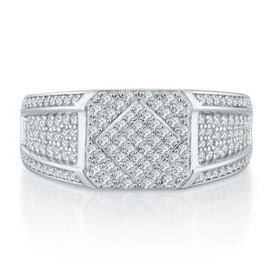 Geometric Iced Out Moissanite <b>Ring</b> S925 <b>Silver</b> Plated 18K Gold D Color VVS GRA Certified Moissanite <b>Mens</b> Hip Hop <b>Ring</b> UNISEX - Product Image 2