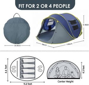 <span class=keywords><strong>2</strong></span> <span class=keywords><strong>secondes</strong></span> facile à monter 3-4 personnes famille tentes design en gros camping tentes de plein air - Product Image 6