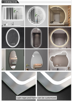 Miroir de salle de bain éclairé mural simple, grand miroir électronique LED sans cadre intelligent pour salle de bain